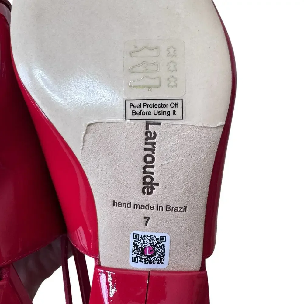 LARROUDE Franca Pumps in Patent Leather Scarlet Red Size 7 - Picture 8 of 8